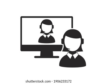 Online Video Chat Icon. Vector illustration. 