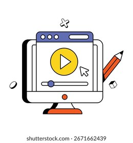 Video En línea Concept Vector Icon Eps 10 File