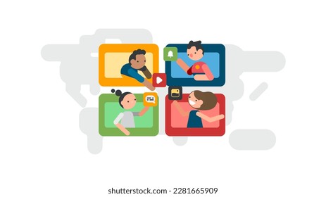 Online video conference concept team chatting stock illustration