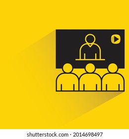 online video conference icon on yellow background