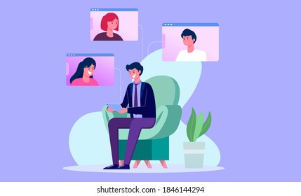 online video conference illustration concept
