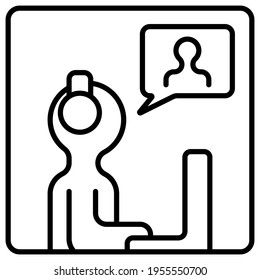 Online video conference with speech bubble vector icon isolated on a white background.