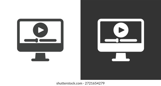 Video Icono del curso en línea. Icono de la serie de glifos sólidos