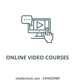 Online video courses vector line icon, linear concept, outline sign, symbol