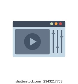 Vector plano de icono de edición de vídeo en línea. Editor de películas. Animación por ordenador aislada