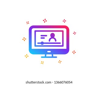 Online Video Education icon. Computer with Online lecture sign. Web player symbol. Dynamic shapes. Gradient design online video icon. Classic style. Vector