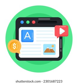 Icono plano de vídeo en línea es visualmente perfecto 