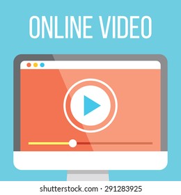 Online video flat illustration. Flat design concepts for web banners, web sites, printed materials. Creative vector illustration