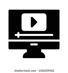 online video glyph flat vector icon
