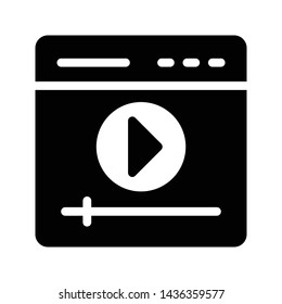 online video glyph flat vector icon