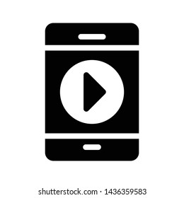 online video glyph flat vector icon