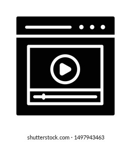 online video glyph flat vector icon