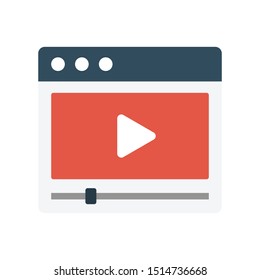 online video glyph flat vector icon