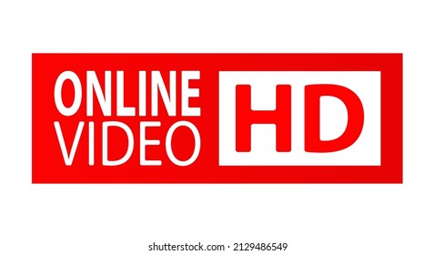 ONLINE VIDEO HD. A button, icon, or sign for a website, application, and creative design. Flat style.
