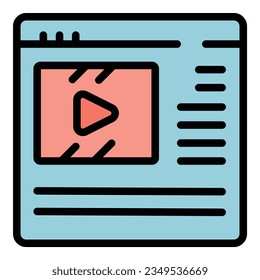 Online video icon outline vector. Private lesson. Class learn color flat