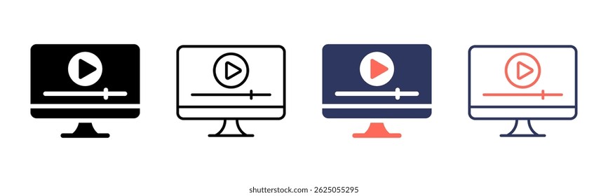 Coleção de vários estilos de folha de ícone de vídeo online