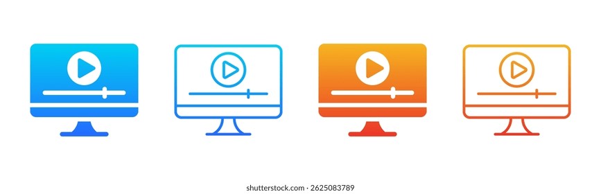 Online Video icon sheet multiple style collection