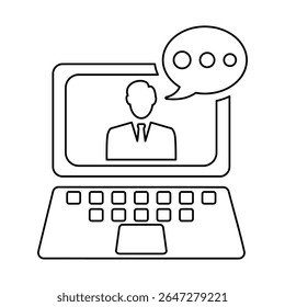 Online video interview Icon, Line Vector graphics