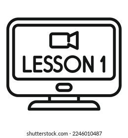 Online video lesson icon outline vector. Study book. Home education