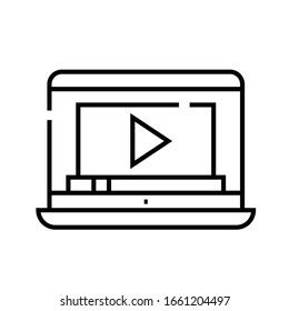 Online video line icon, concept sign, outline vector illustration, linear symbol.