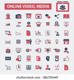 online video, media icons
