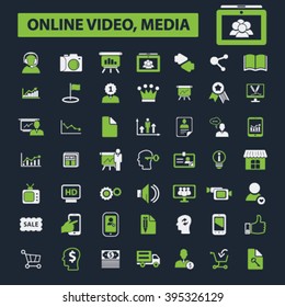 online video, media icons
