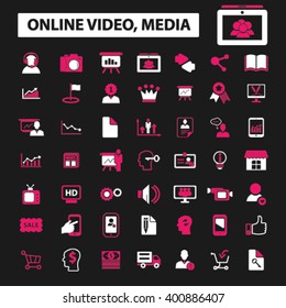 online video, media icons
