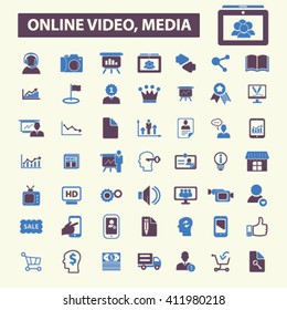 online video, media icons
