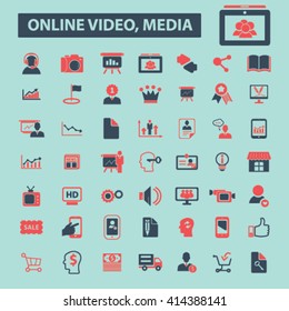 online video, media icons
