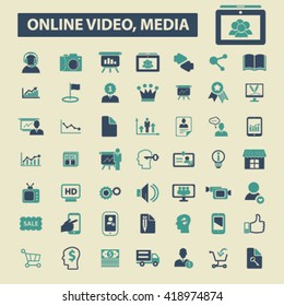 online video, media icons
