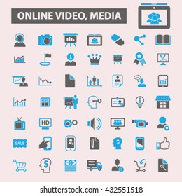 online video, media icons
