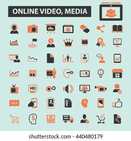 online video, media icons