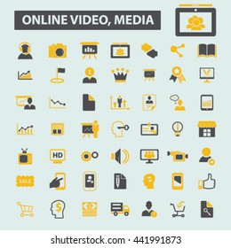 online video, media icons