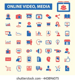 online video, media icons