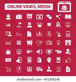 online video, media icons