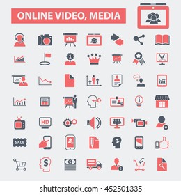 online video, media icons