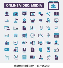 online video, media icons
