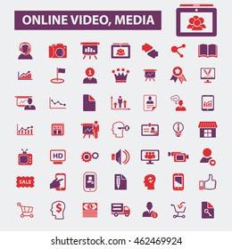 online video, media icons