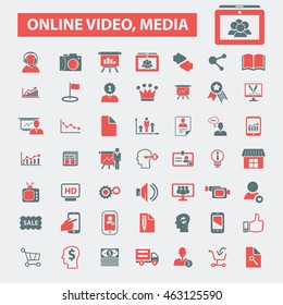 online video, media icons