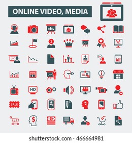 online video, media icons