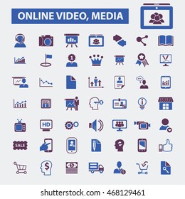 online video, media icons