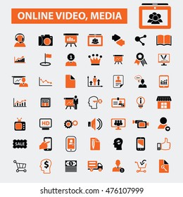 online video, media icons