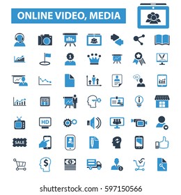 online video, media icons