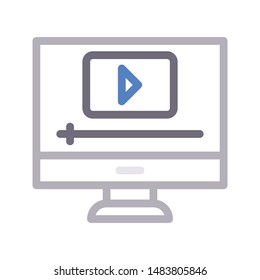 online video player colour line vector icon