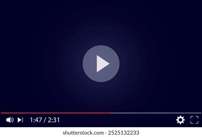 Online video player in dark color on a transparent background.