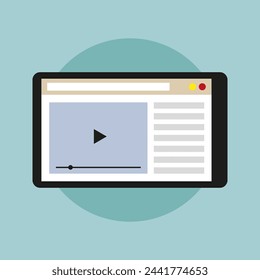 Online video player icon. Multimedia interface concept. Play button screen. Digital content symbol. Vector illustration. EPS 10.
