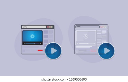 Online video player. Isolated objects on background. Icon concept for websites, web design, mobile app, infographics.