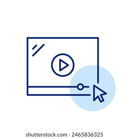 Online video player and mouse click. Pixel perfect, editable stroke icon