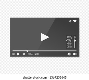 online video player on a transparent background, vector
