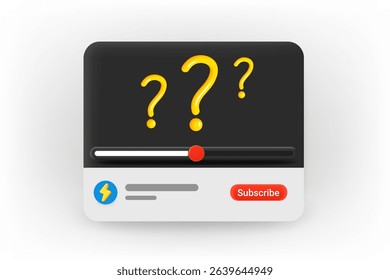 Online video player with questions. 3d Vector concept